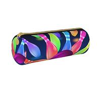 Estuche redondo de cuero con estampado de arañas y sombrero de bruja fantasma de Halloween, arcoíris, estuche organizador para oficina Col, color, 5.0cm*10.5cm*20.5cm, Estuche para lápices