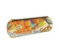 Estuche redondo de cuero con estampado de arañas y sombrero de bruja fantasma de Halloween, arcoíris, estuche organizador para oficina Col, color, 5.0cm*10.5cm*20.5cm, Estuche para lápices
