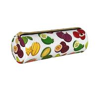 Estuche redondo de cuero con estampado de arañas y sombrero de bruja fantasma de Halloween, arcoíris, estuche organizador para oficina Col, color, 5.0cm*10.5cm*20.5cm, Estuche para lápices