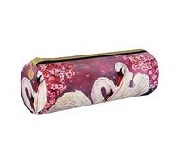 Estuche redondo de cuero con estampado de arañas y sombrero de bruja fantasma de Halloween, arcoíris, estuche organizador para oficina Col, color, 5.0cm*10.5cm*20.5cm, Estuche para lápices