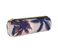 Estuche redondo de cuero con estampado de arañas y sombrero de bruja fantasma de Halloween, arcoíris, estuche organizador para oficina Col, color, 5.0cm*10.5cm*20.5cm, Estuche para lápices