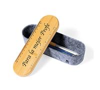 Estuche Regalo Personalizado Profesor o Profesora, Final de Curso, Elegante y recicable, Detalle en bambú (Profesora)