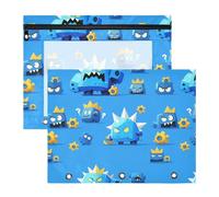 Estuche resistente para lápices para carpetas de 3 anillos, paquete de 2 unidades, clase de estudiantes, azul, lindo monstruo de dibujos animados