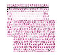 Estuche resistente para lápices para carpetas de papel A4, cartas, paquete de 2 unidades para profesores, hogar, lindas huellas de perro rosa, color blanco