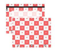 Estuche resistente para lápices para papel A4, cartas, paquete de 2 suministros universitarios, búfalo, cuadros, amor, rojo