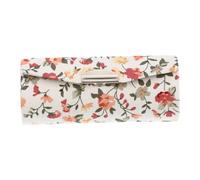 Estuche Retro Floral para Pintalabios con Espejo Portátil Blanco | Caja Bordada, Protege y Evita Separación del Labial, Diseño Elegante, Materiales Tela Plástico Vidrio