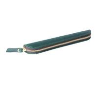 Estuche retro hecho a mano de piel auténtica con cremallera, mini portalápices para un bolígrafo, funda protectora, suministros de viaje, regalo, Green