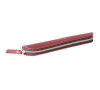 Estuche retro hecho a mano de piel auténtica con cremallera, mini portalápices para un bolígrafo, funda protectora, suministros de viaje, regalo, rojo vino