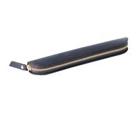 Estuche retro hecho a mano de piel auténtica con cremallera, mini portalápices para un bolígrafo, funda protectora, suministros de viaje, regalo, Black