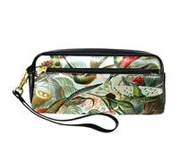 Estuche retro para lápices de pájaros, bolsa de piel sintética con cremallera, para niños y niñas, suministros escolares y de oficina