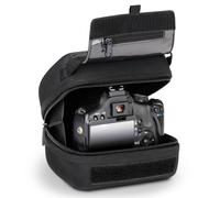 Estuche rνgido para cαmara DSLR USA GEAR (negro) con protecciσn de EVA moldeada, apertura de acceso rαpido, interior acolchado y asa revestida de