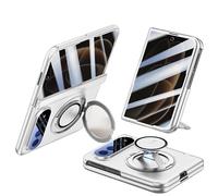 Estuche Rígido Para Teléfono Para Xiaomi 18 Fold (Plateado,Anti-pío) | Cubierta Plegable Todo Incluido, Anillo Magnético Incorporado, Correa de Mano Redonda, Película de Pantalla de Cristal
