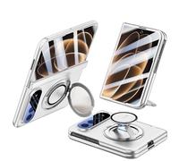 Estuche Rígido Para Teléfono Para Xiaomi 18 Fold (Plateado,Pantalla HD) | Cubierta Plegable Todo Incluido, Anillo Magnético Incorporado, Correa de Mano Redonda, Película de Pantalla de Cristal