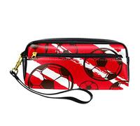 Estuche Rojo Cartuchera 2 Cremalleras para Lápices de Fútbol, Bolsa de Piel Sintética para Niños y Niñas, Suministros Escolares y de Oficina