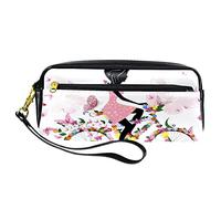 Estuche romántico de mariposa para lápices, bolsa de piel sintética con cremallera para niños, niñas, suministros escolares y de oficina