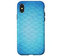 Estuche Seigaiha Blue Japan Wave para patrón de océano Carcasa para iPhone X/XS