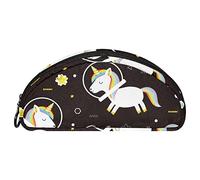 Estuche semicírculo de papelería para bolígrafos, estuche con soporte para bolígrafos, lindo unicornio, planetas, universo espacial