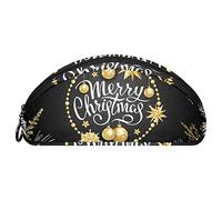 Estuche semicírculo papelería pluma bolsa titular caso Navidad oro blanco pino cono bola estrellas patrón