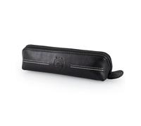 Estuche Sporting de piel, triangular, espacioso, forrado con cremallera, 20 x 5,5 x 5,5 cm, negro, marrón, Negro , Contemporáneo