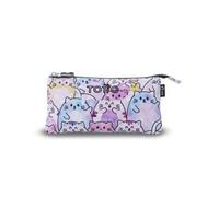 TOTTO - Estuche Escolar 3 Compartimentos, Modelo Tablero Glitter, Estuche Grande, Dimensiones 22 x 11 x 3.5 cm, Una Cremallera, Tejido Resistente y Repelente a Líquidos, Estampado Paws Rosa