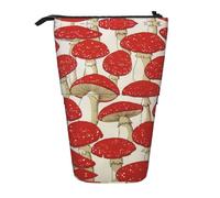 Estuche telescópico con estampado de setas rojas y blancas para lápices, estuche de papelería, bolsa transformadora retráctil de pie, Champiñón rojo y blanco, Talla única, Estilo europeo y americano