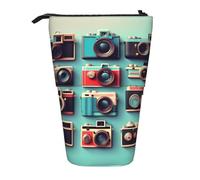 Estuche telescópico con estampado de sirena retro para lápices, estuche de papelería, bolsa transformadora retráctil de pie, Colección Retro Cool Camera, Talla única, Estilo europeo y americano