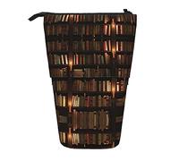 Estuche telescópico con impresión de biblioteca misteriosa, soporte para bolígrafos, bolsa telescópica para lápices, papelería, para la escuela y la oficina, color, 5.0cm*10.5cm*20.5cm, Estuche para lápices