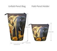 Estuche telescópico de gran capacidad para lápices de Inglaterra, Reino Unido, retro, Londres, teléfono, bolígrafo, estuche de papelería retráctil, bolsa de maquillaje para suministros de oficina