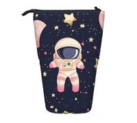 Estuche telescópico de pie con diseño de astronauta de dibujos animados, diseño de planeta espacial, bolsa de cosméticos, organizador de papelería para escuela, oficina, viajes