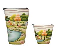 Estuche telescópico de pie de gran capacidad para lápices, diseño de osos lindos que juegan en el árbol, estuche retráctil para lápices, organizador portátil para bolígrafos, bolsa de maquillaje para