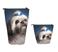 Estuche telescópico de pie de gran capacidad para lápices Shih Tzu Dog, estuche retráctil para lápices, organizador portátil para bolígrafos, bolsa de maquillaje para suministros de oficina, Shih Tzu