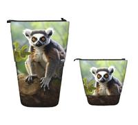 Estuche telescópico de pie de gran capacidad para lápices Shih Tzu Dog, estuche retráctil para lápices, organizador portátil para bolígrafos, bolsa de maquillaje para suministros de oficina, Lémur de