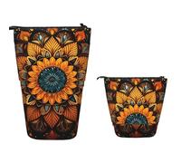 Estuche telescópico de pie para lápices de gran capacidad, estuche retráctil para lápices, organizador portátil para bolígrafos, bolsa de maquillaje para suministros de oficina, Mandala abstracto