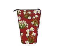 Estuche telescópico Edelweiss con soporte de flores alpinas europeas con cremallera, bolsa de maquillaje, bolsa para lápices