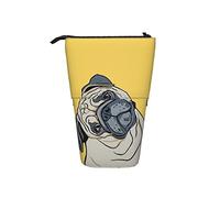 Estuche telescópico para lápices, bonito soporte de carlino amarillo torcido con cremallera, bolsa de maquillaje, bolsa para lápices