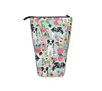 Estuche telescópico para lápices, color azul Merle Border Collie, soporte para lápices con cremallera, bolsa de maquillaje, bolsa para lápices