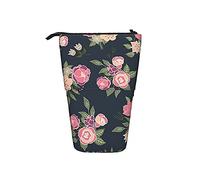 Estuche telescópico para lápices con diseño de flores y hojas