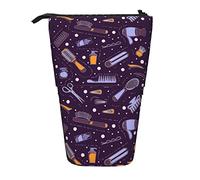Estuche telescópico para lápices con diseño de herramientas de peluquería, estuche con cremallera para oficina y escuela