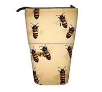 Estuche telescópico para lápices con diseño de patos salvajes voladores de caza, estuche de papelería, bolsa transformadora retráctil de pie, Abeja de miel, Talla única, Estilo europeo y americano