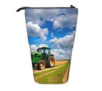 Estuche telescópico para lápices con diseño de tractor bajo cielo azul y nubes blancas, Black, Talla única