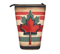 Estuche telescópico para lápices con diseño retro de la bandera de Canadá, Black, Talla única