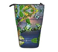 Estuche telescópico para lápices con muchas ranas cantando en las ramas, portalápices, estuche telescópico para lápices, papelería, para oficina escolar, Navidad2, talla única, organizador de bolsas