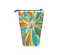 Estuche telescópico para lápices, crisantemo, abstracto, colorido, floral, soporte para lápices con cremallera, bolsa de maquillaje, bolsa para lápices