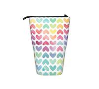 Estuche telescópico para lápices de colores, con diseño de corazones coloridos, bolsa de cosméticos, bolsa de maquillaje