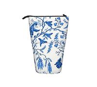 Estuche telescópico para lápices de estilo chino en polvo azul chinoiserie de pie, bolsa de cosméticos, bolsa de maquillaje