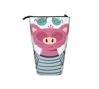 Estuche telescópico para lápices de invierno con diseño de cerdo de invierno para niños