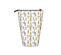 Estuche telescópico para lápices de Pascua, lindo conejo, zanahoria, de pie, bolsa de cosméticos, bolsa de maquillaje