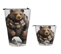 Estuche telescópico para lápices de pie, gran capacidad, con atrapasueños, retráctil, portátil, organizador de maquillaje, suministros de oficina, Oso rústico Lodge, Talla única, Estuche para lápices