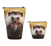 Estuche telescópico para lápices de pie, gran capacidad, diseño de arco iris, neón, estuche retráctil para lápices, organizador portátil, bolsa de maquillaje para suministros de oficina, erizo, Talla