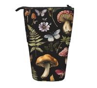 Estuche telescópico para lápices, diseño de hongos, mariposas, bosques, flores, hojas, lápices, bolsa de cosméticos, organizador de papelería para escuela, oficina, viajes